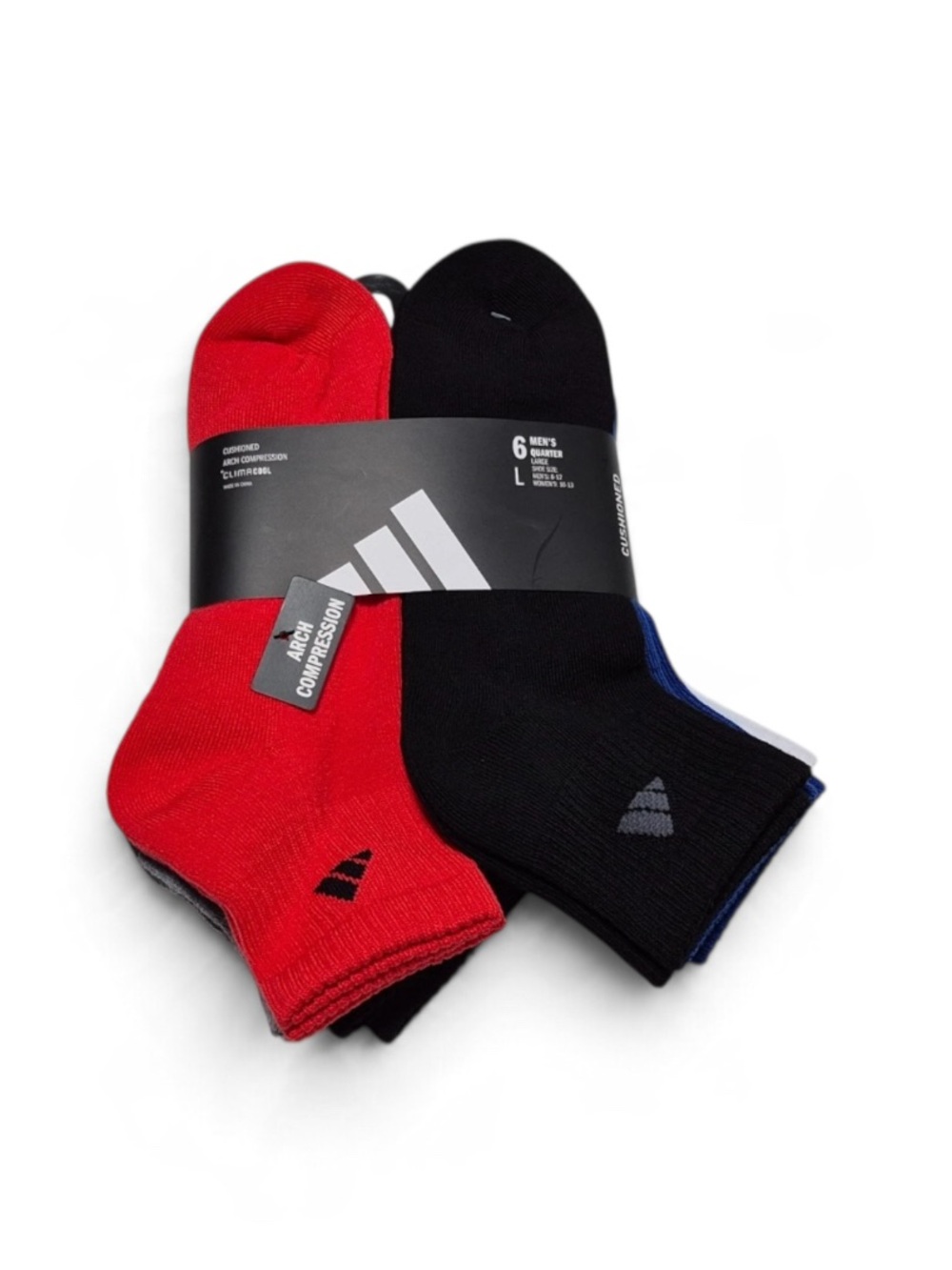 Adidas Men’s Climacool arch compression Cushioned Quarter Socks black red blue